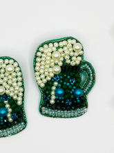 Load image into Gallery viewer, Green Beer Mug Beaded Statement Earrings/ Saint Patrick&#39;s Day
