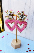 Load image into Gallery viewer, Pink Beaded Open Hearts
