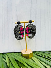 Load image into Gallery viewer, Sugar Skull Beaded Statement Earrings/ Halloween/ black/ Fall/ Day of the Dead
